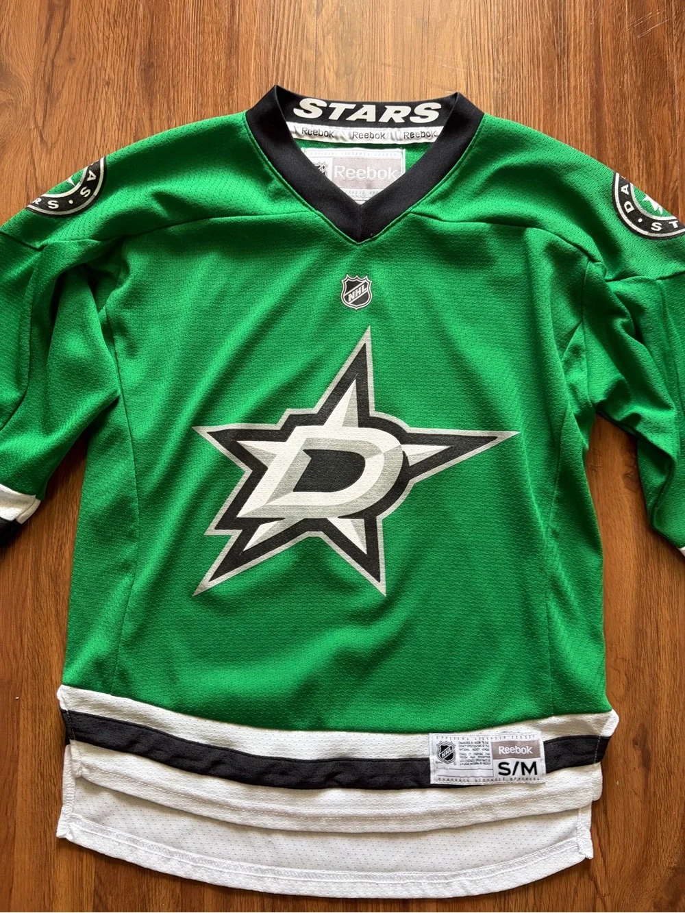 Reebok Green, White & Black Dallas Stars Hockey Jersey